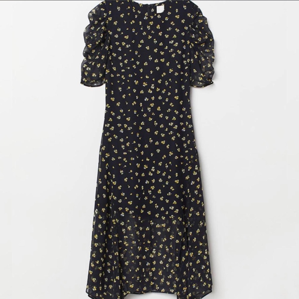 Black Floral Puff Sleeve Dress